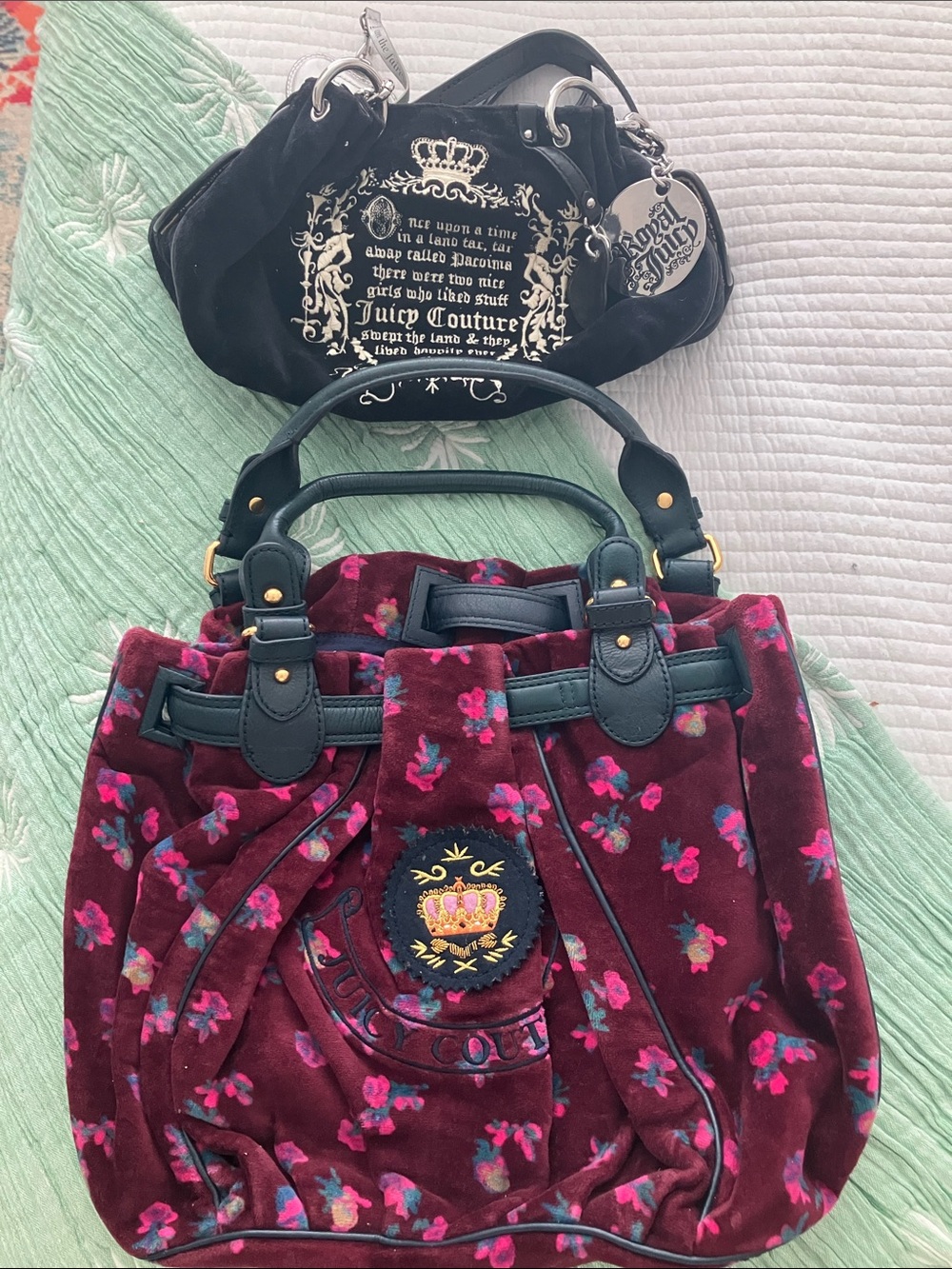 Juicy Couture Burgundy AND black velvet purses